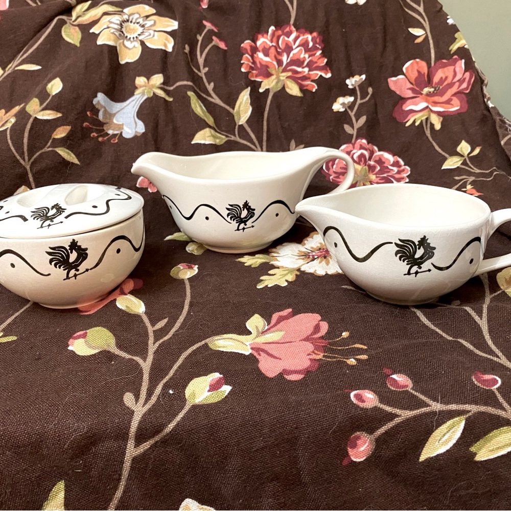 Chicken design 3 piece set sugar creamery set